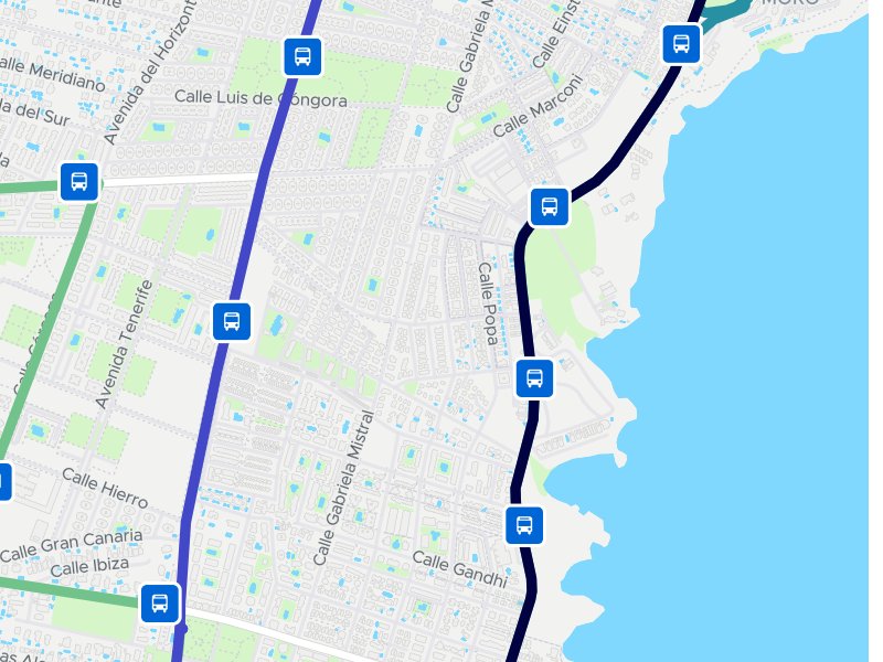 Vector: the phone draws the names along the roads, and they stay readable when the map turns