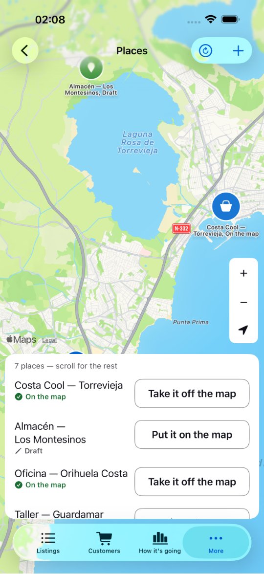 The same screen on iOS, on MapKit and Apple Maps