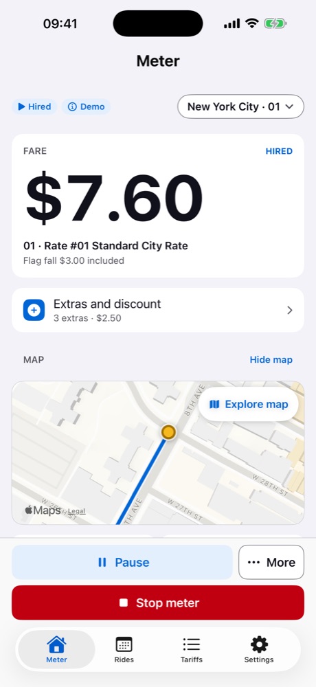 The meter during a ride in New York