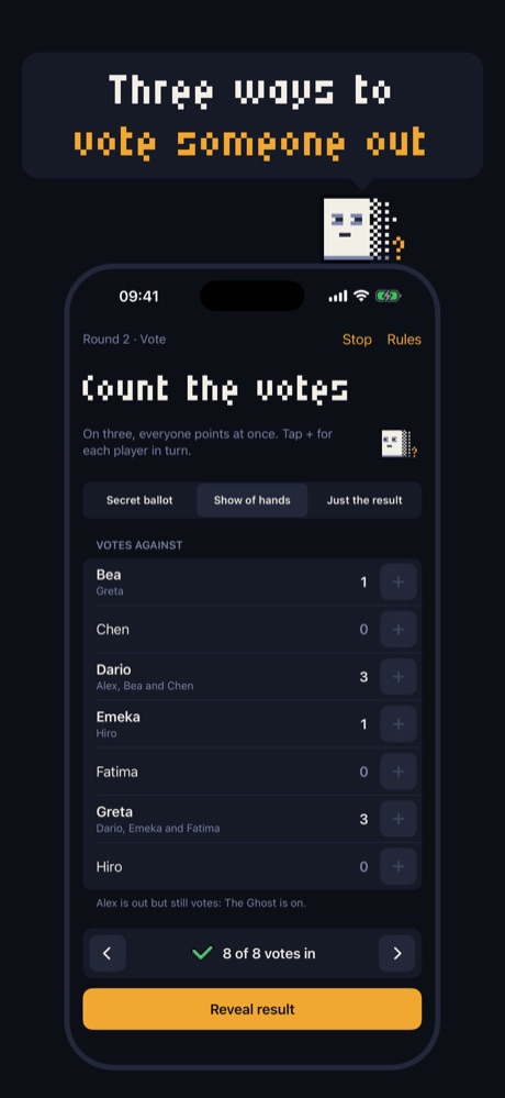Three ways to vote; here a show of hands